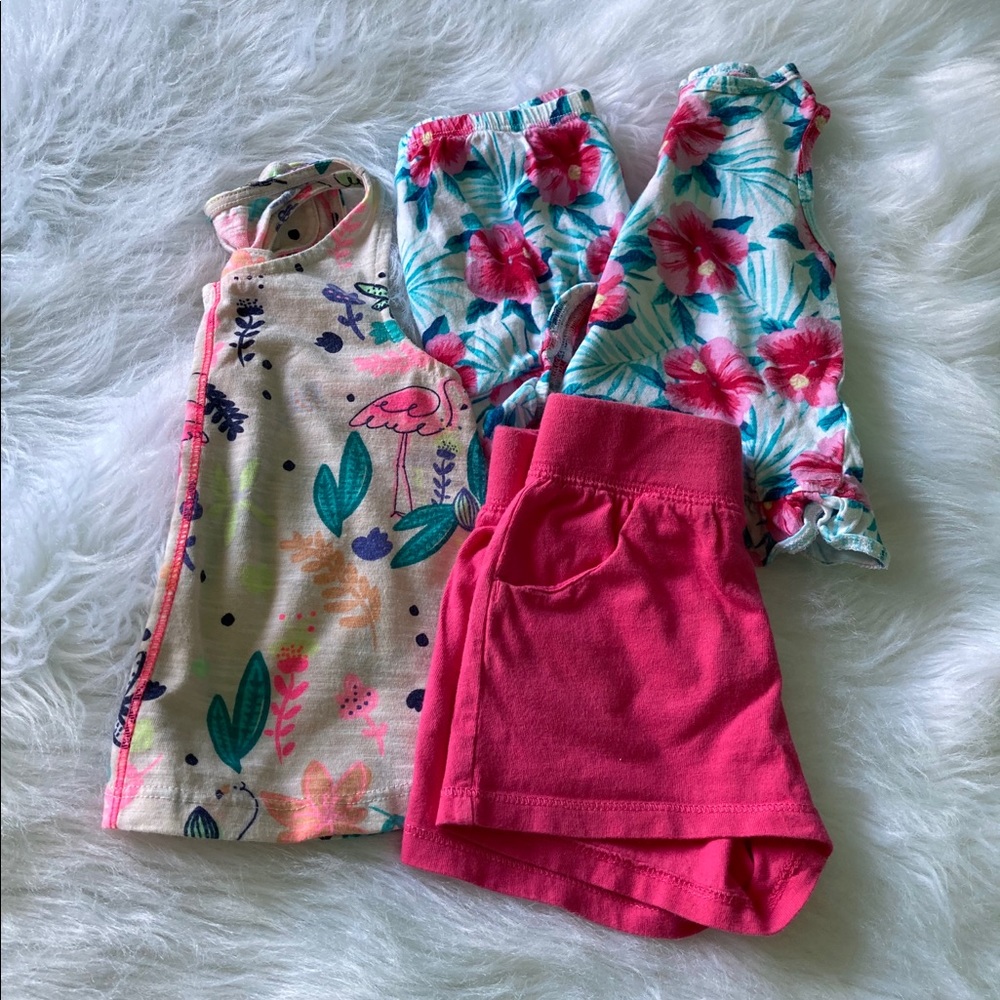 Shorts and summer tops bundle girl size 12-18 M